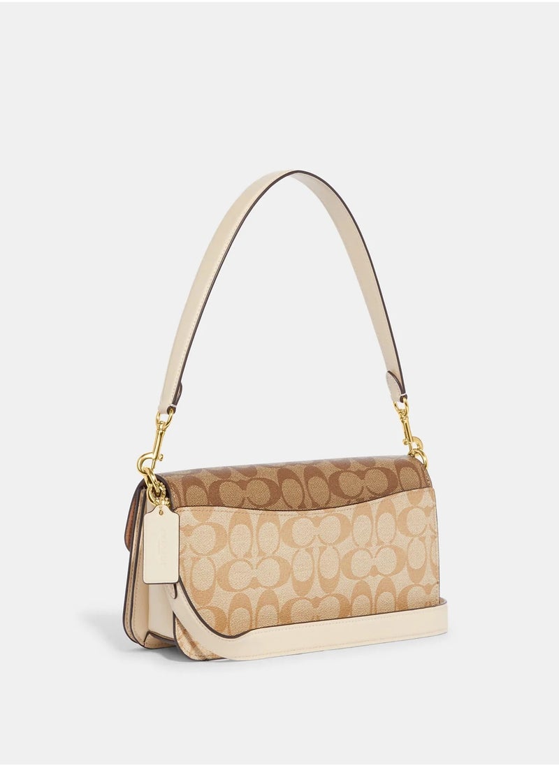 morgan shoulder bag in blocked signature canvas