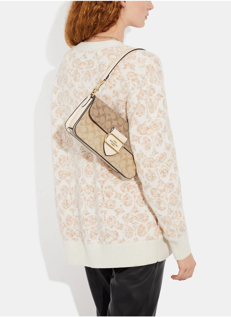 morgan shoulder bag in blocked signature canvas