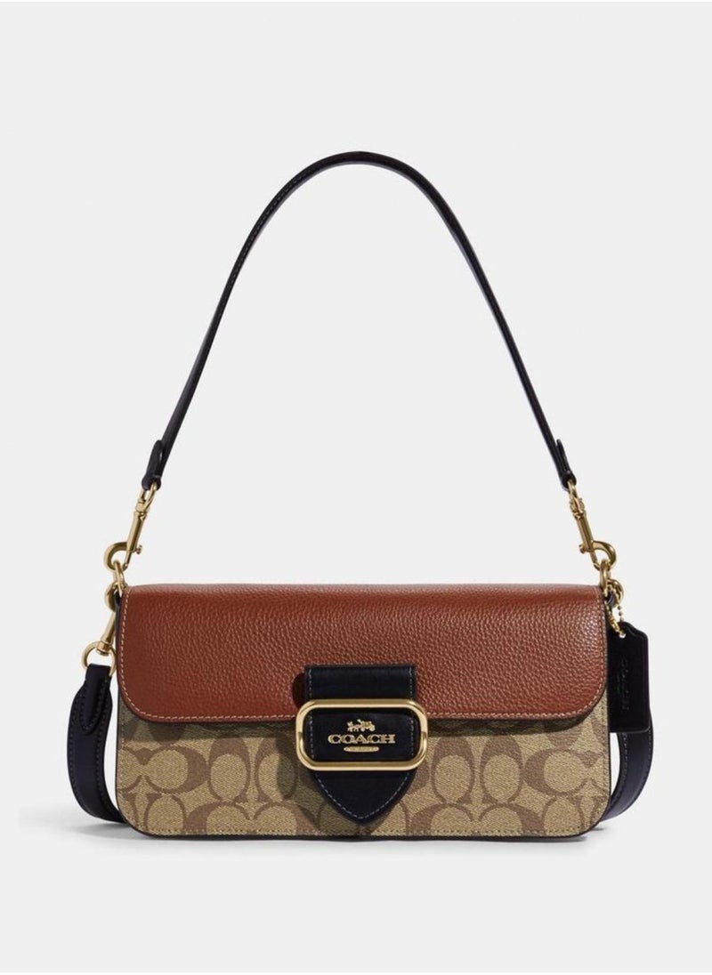 morgan shoulder bag in blocked signature canvas
