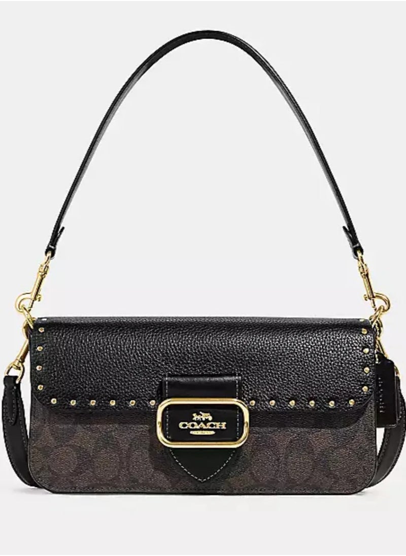morgan shoulder bag in blocked signature canvas