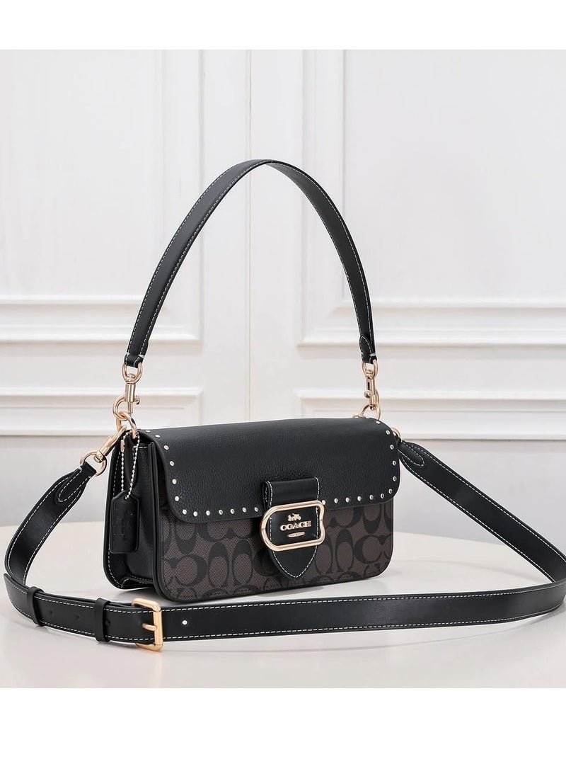 morgan shoulder bag in blocked signature canvas