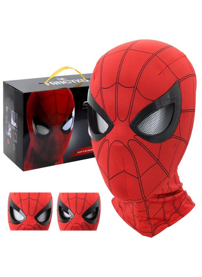 Fancyku� 3D Spider-Man Mask with Moving Eyes, Jaw Motion Activated Blinking Eyelid Spider-Man Head Cover, Spiderman Masks Spider Man Cosplay Costumes Mask for Adult Kids Halloween Masquerade Cosplay