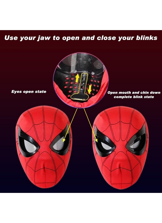 Fancyku� 3D Spider-Man Mask with Moving Eyes, Jaw Motion Activated Blinking Eyelid Spider-Man Head Cover, Spiderman Masks Spider Man Cosplay Costumes Mask for Adult Kids Halloween Masquerade Cosplay