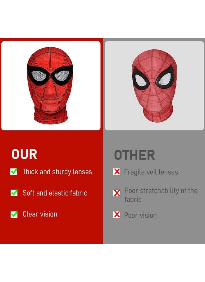 Fancyku® 3D Spider-Man Mask and Gloves Gift, Spiderman Masks Spider Man Cosplay Costumes Superhero Lenses for Adult Kids, Role Play Superhero Masks for Halloween Masquerade Cosplay (Red)