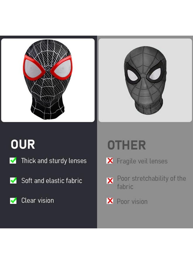 Fancyku® 3D Spider-Man Mask and Gloves Gift, Spiderman Masks Spider Man Cosplay Costumes Superhero Lenses for Adult Kids, Role Play Superhero Masks for Halloween Masquerade Cosplay (Black)