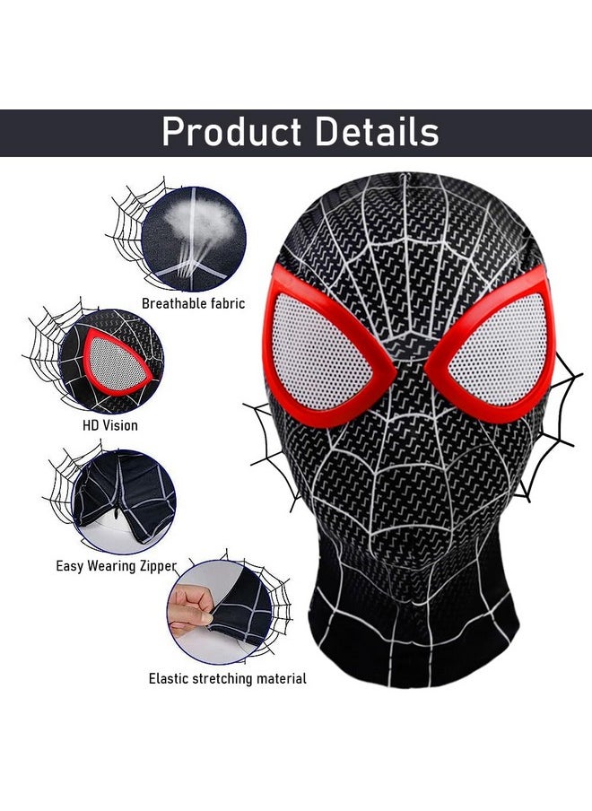 Fancyku® 3D Spider-Man Mask and Gloves Gift, Spiderman Masks Spider Man Cosplay Costumes Superhero Lenses for Adult Kids, Role Play Superhero Masks for Halloween Masquerade Cosplay (Black)