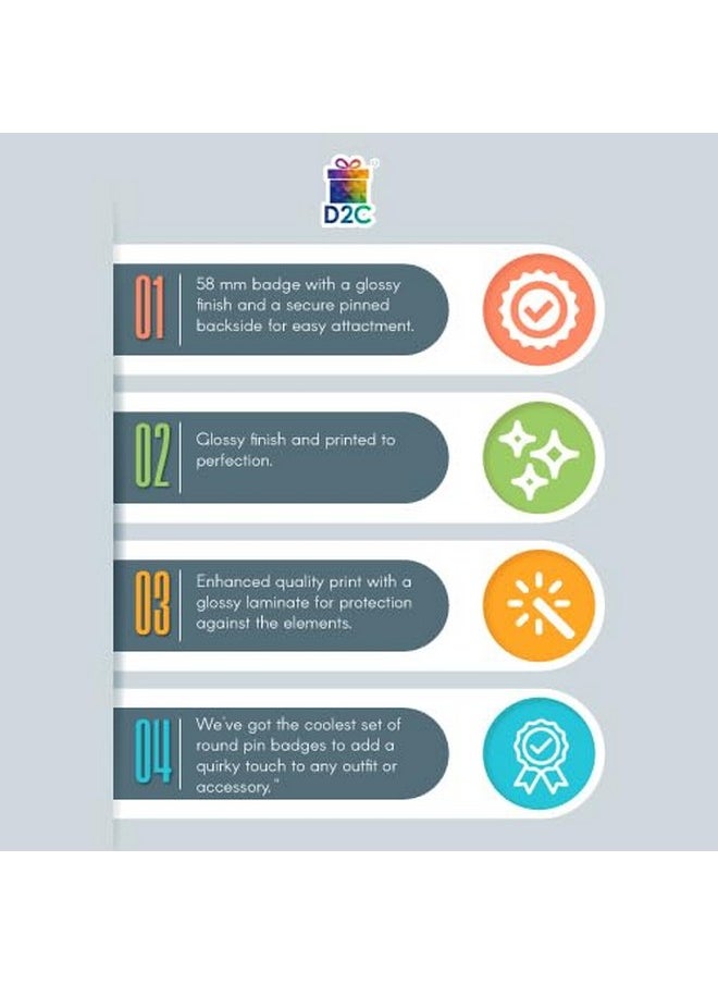 D2C Topper of The Month Badge - 58MM Round Pin Back Button - Ideal for Schools, Colleges, and Recognition Awards for Academic Excellence 25 Qty