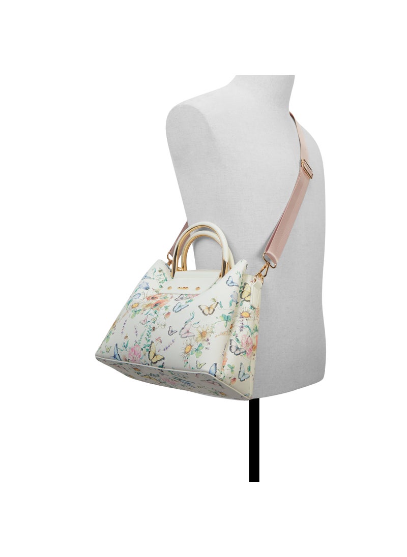 Top Handle Floral Printed Zip Through Satchels