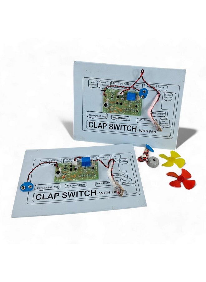 StepsToDo Handmade Clap Switch with Fan and LED Project on Cardboard with Complete Circuit - Ready to Use for Science Assignments, Exhibitions, and Teaching Aid