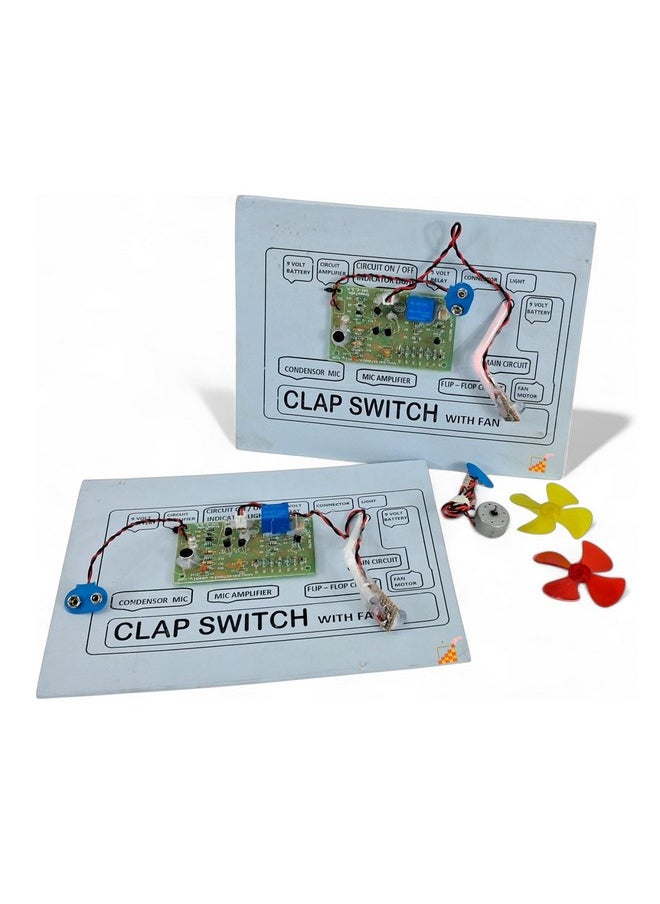 StepsToDo Handmade Clap Switch with Fan and LED Project on Cardboard with Complete Circuit - Ready to Use for Science Assignments, Exhibitions, and Teaching Aid