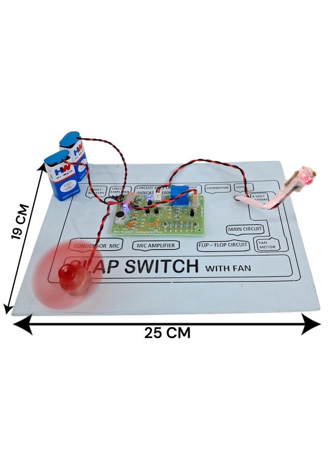 StepsToDo Handmade Clap Switch with Fan and LED Project on Cardboard with Complete Circuit - Ready to Use for Science Assignments, Exhibitions, and Teaching Aid