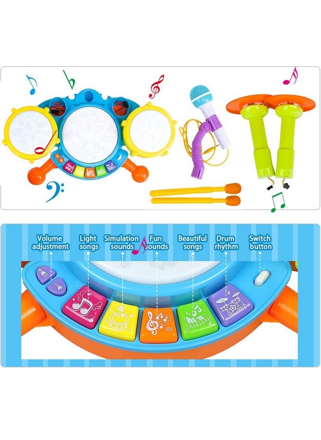POKONBOY Kids Drum Set Toddler Toys with Adjustable Microphone, Musical Instruments Playset Fit for 2-12 Year Olds Boys and Girls