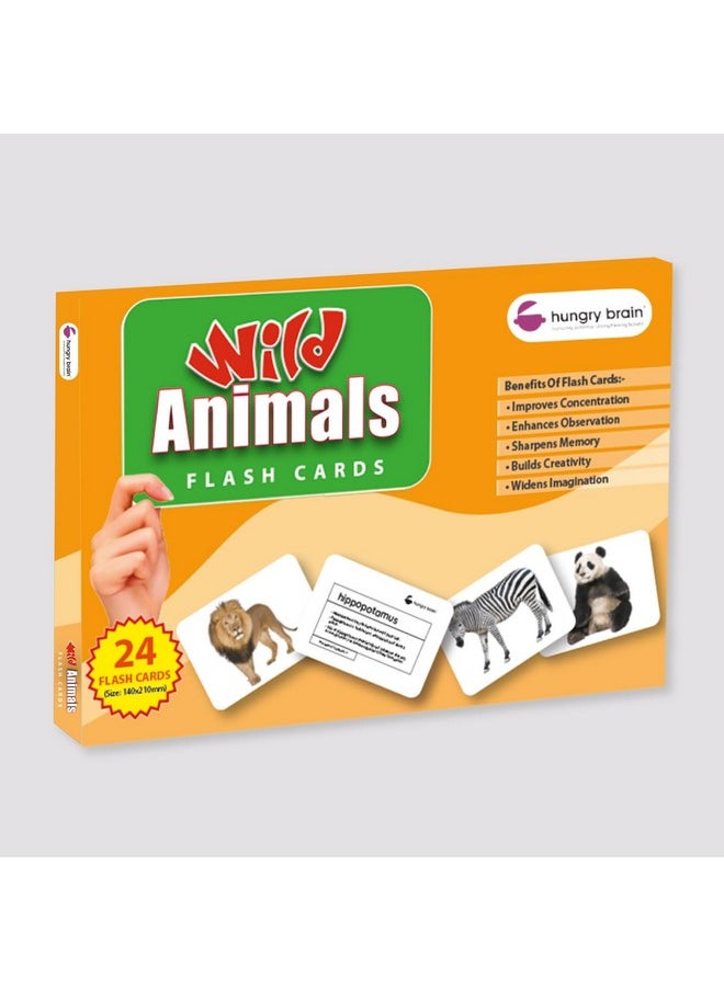 My First Wild Animals Flash Cards for Toddlers, 24 Cards, 48 Sides, Montessori, Educational, Kindergarten, Preschool Learning Activities, Gifts for Kids, 1-4 Years babies, Fun & Educational Flashcards