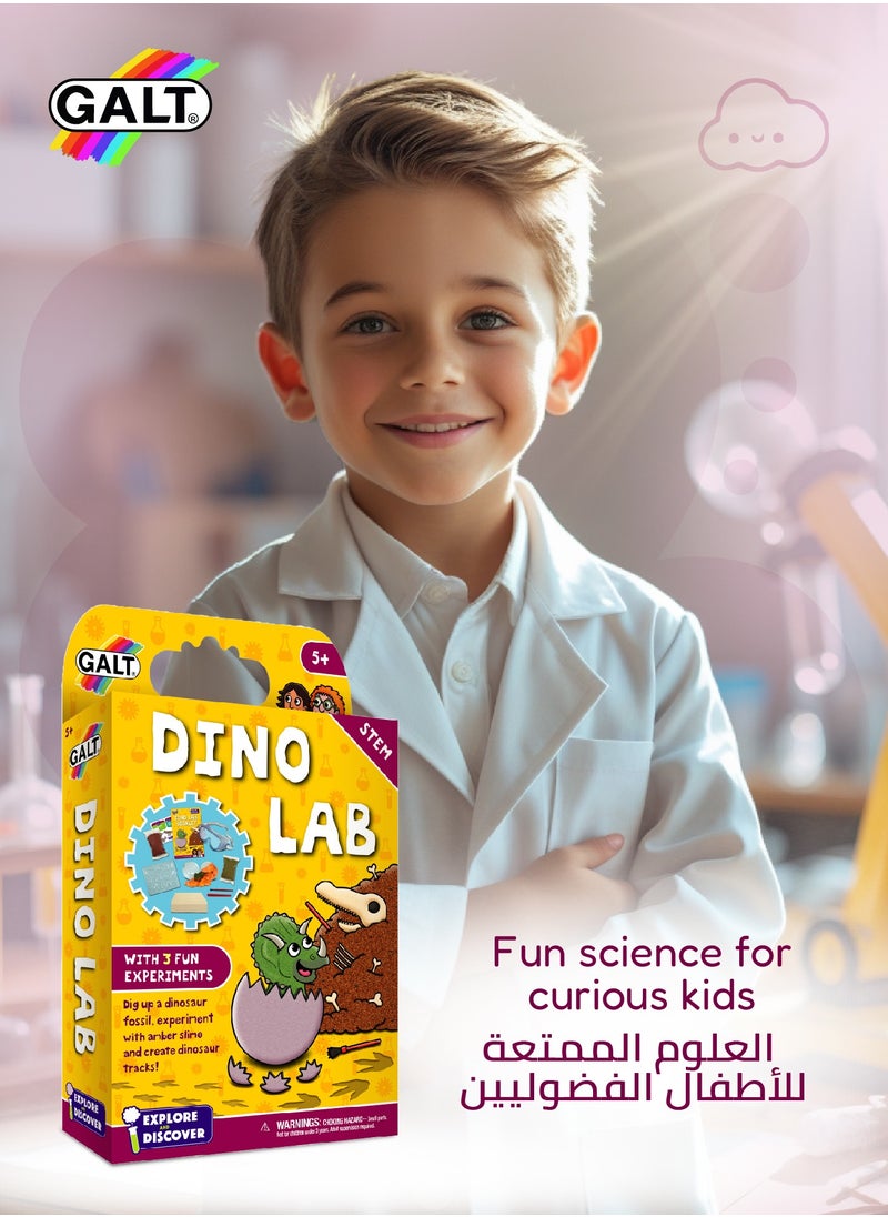 STEM Dino Lab Science Kit for Kids 5+ | Dinosaur Fossil Excavation | Amber Slime | Dinosaur Tracks Creation | Includes 16-Page Lab Book | Dimensions L 15.5 x B 5 x H 26 cm