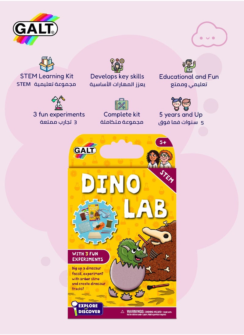 STEM Dino Lab Science Kit for Kids 5+ | Dinosaur Fossil Excavation | Amber Slime | Dinosaur Tracks Creation | Includes 16-Page Lab Book | Dimensions L 15.5 x B 5 x H 26 cm