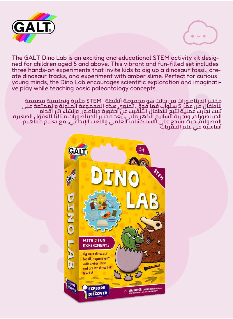STEM Dino Lab Science Kit for Kids 5+ | Dinosaur Fossil Excavation | Amber Slime | Dinosaur Tracks Creation | Includes 16-Page Lab Book | Dimensions L 15.5 x B 5 x H 26 cm