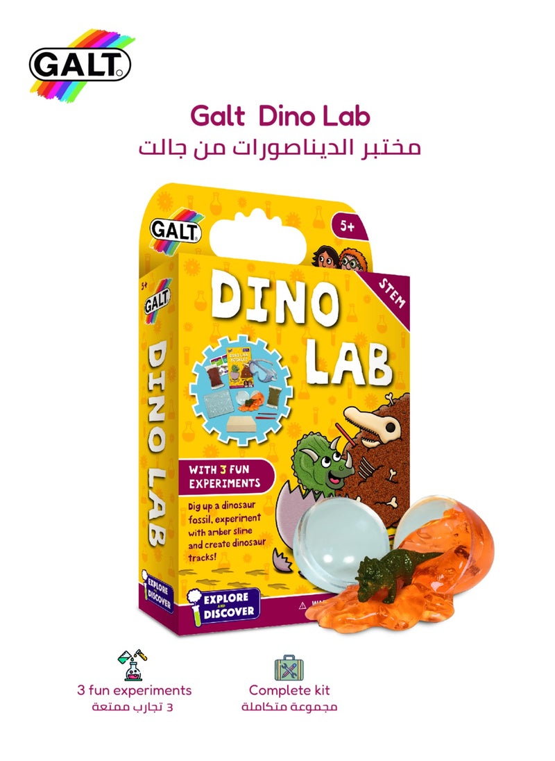 STEM Dino Lab Science Kit for Kids 5+ | Dinosaur Fossil Excavation | Amber Slime | Dinosaur Tracks Creation | Includes 16-Page Lab Book | Dimensions L 15.5 x B 5 x H 26 cm