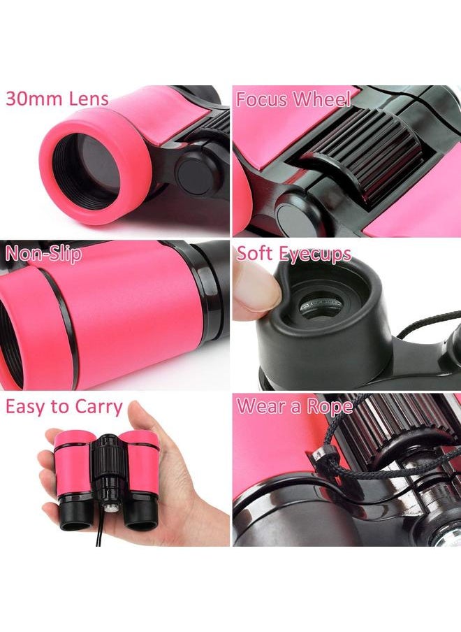 Kids Binoculars Shock Proof Toy Binoculars Set for Age 3-12 Years Old Boys Girls Bird Watching Educational Learning Hunting Hiking Birthday Presents