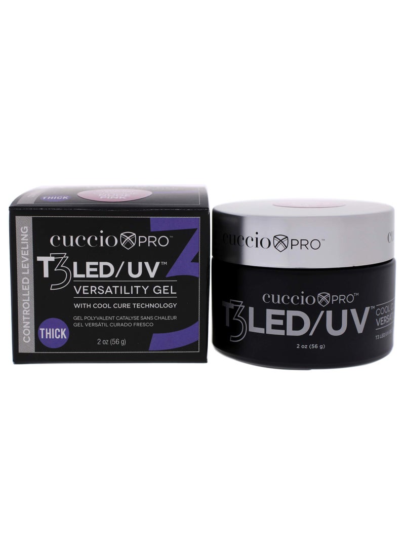 Cuccio Pro T3 Cool Cure Versatility Gel - Controlled Levelling - LED And UV - Incredibly Flexible - Strong Adhesion - Thick Viscosity - Fast Application - Quick-Dry - Nude Pink Opaque - 2 Oz Nail Gel