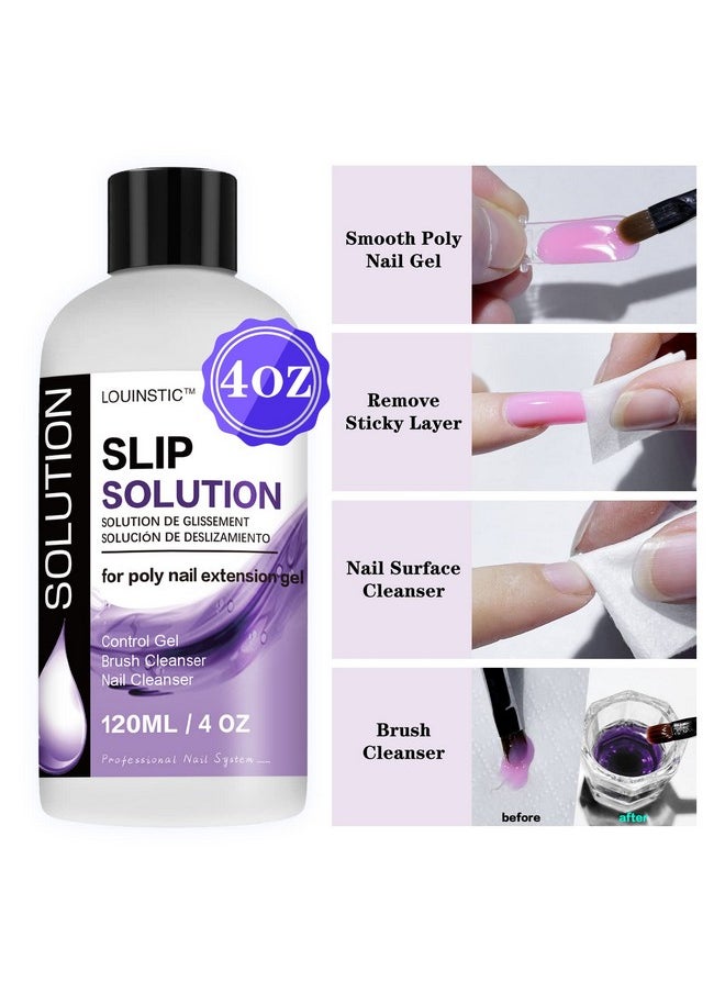 LOUINSTIC PolyGel Slip Solution 4 oz Anti-stick Polygel Nail Solutions Gel Nail Slip Liquid for Poly Nail Extension Gel