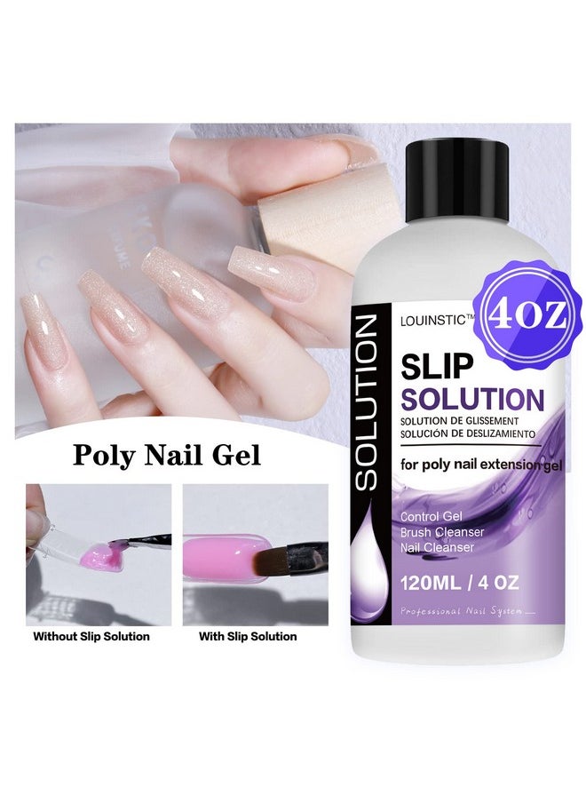 LOUINSTIC PolyGel Slip Solution 4 oz Anti-stick Polygel Nail Solutions Gel Nail Slip Liquid for Poly Nail Extension Gel