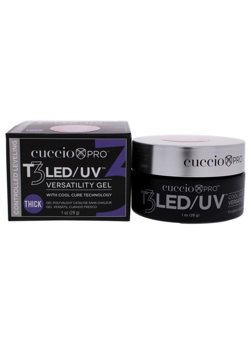 Cuccio Pro T3 Cool Cure Versatility Gel- Controlled Levelling- LED And UV- Incredibly Flexible- Strong Adhesion- Thick Viscosity- Fast Application- Quick-Dry- Opaque Blush Pink- 1 Oz Nail Gel