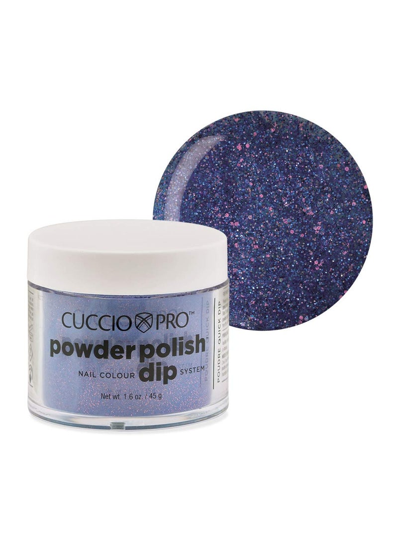 Cuccio Colour Powder Nail Polish - Lacquer For Manicures And Pedicures - Highly Pigmented Powder That Is Finely Milled - Durable Finish With A Flawless Rich Color - Blue W/Pink Glitter - 1.6 Oz