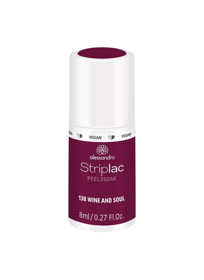 alessandro Striplac Peel or Soak Nail Polish - Long Lasting Wear - Quick Drying Time - Offers a Variety of Colors - Delivers Professional Results - Vegan - Cruelty Free - Wine and Soul - 0.27 oz