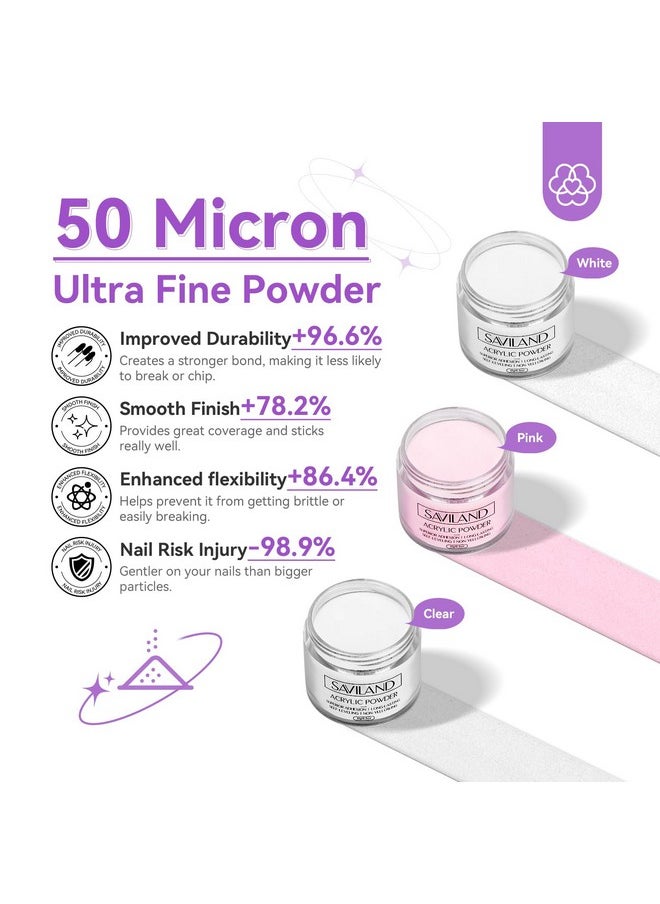 SAVILAND Acrylic Nail Kit with Drill, 15g Clear/White/Pink Acrylic Powder and Liquid Set with Nail Drill Acrylic Nail Brush Nail Forms Dappen Dish, Easy to Use Acrylic Nail Supplies for Beginners