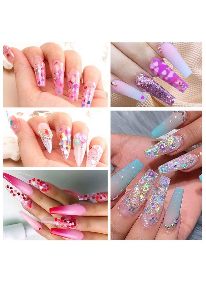 36 Colors Heart Glitter Nail Art Sequins, EBANKU Holographic Heart Shaped Nail Sequin Laser Heart Nail Art Flake Glitter Decals for Valentine's Day Face Eyes Nail Art Decoration DIY Craft (3 Boxes)