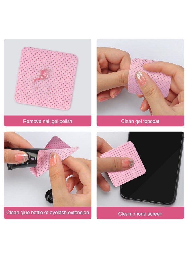 1080 PCS Pink Lint Free Nail Wipes, Eyelash Extension Wipes, Super Absorbent Soft Non-Woven with a Pump Dispenser Bottle Disposable Nail Polish Remover for Polish Clean Acrylic Nails Remover