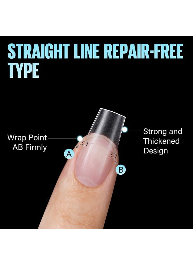 TOMICCA Short Coffin Nail Tips, Acrylic Nails Half Cover Nail Tips, No C Curve Full Matte Soft Gel x Nail Tips, Nail Extension Tips for Beginner and Professional 240Pcs 12 Sizes