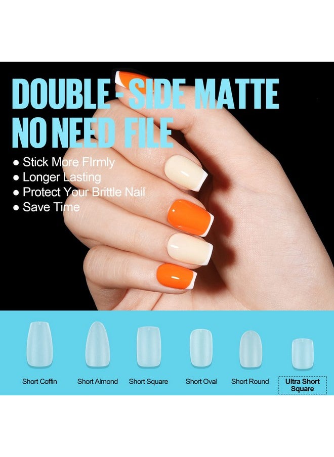 TOMICCA Extra Short Coffin Nail Tips, 450Pcs Full Cover Soft Acrylic Fake Gel Nail Tips for Nail Extension, 15 Sizes Pre-shaped Double-sided Matte with Box