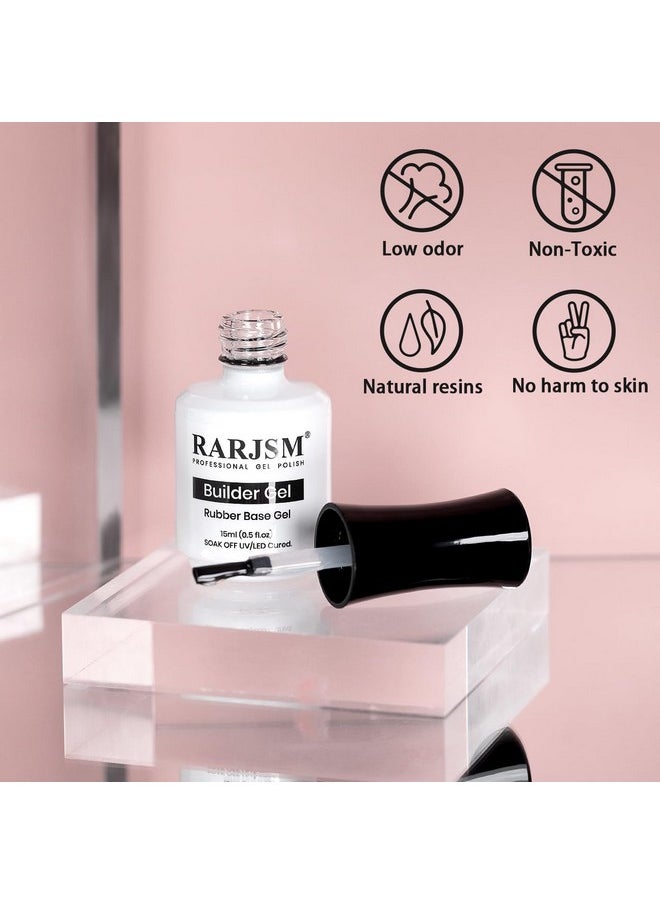 RARJSM Gel Nail Polish Clear Transparent Gel Builder for Nails Rubber Base Gel Hard Gel Nail Polish Sheer Brush on Extend Gel in a Bottle Soak Off UV LED Curing Requires 15ml Salon Home DIY Use
