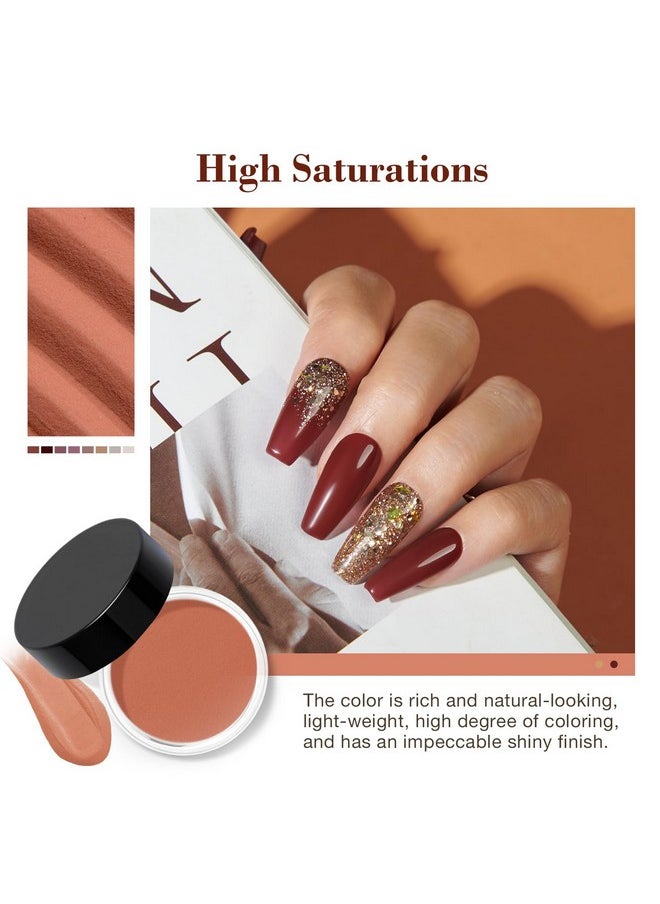 AZUREBEAUTY 30Pcs Dip Powder Nail Kit Starter with Nail Sticks, 8 Colors Christmas Winter Nude Brown Glitter, Dipping Powder Liquid Set with Matte/Base/Top Coat Activator for French Manicure Salon