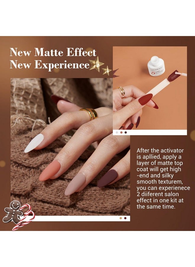 AZUREBEAUTY 30Pcs Dip Powder Nail Kit Starter with Nail Sticks, 8 Colors Christmas Winter Nude Brown Glitter, Dipping Powder Liquid Set with Matte/Base/Top Coat Activator for French Manicure Salon