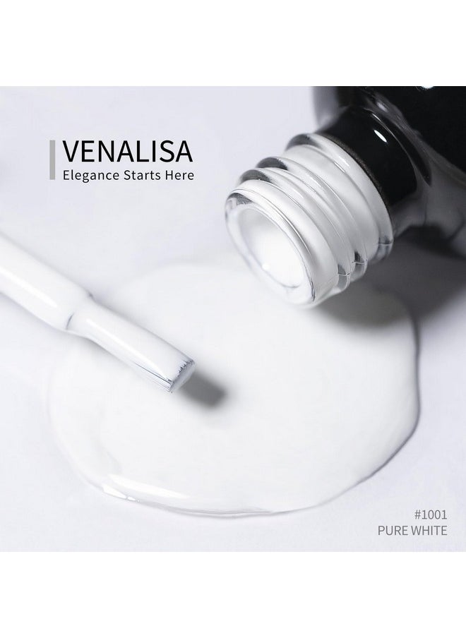 VENALISA Gel Nail Polish, 12ml Pure White Color Soak Off UV LED Nail Gel Polish Nail Art Starter Manicure Salon DIY at Home, 0.43 OZ