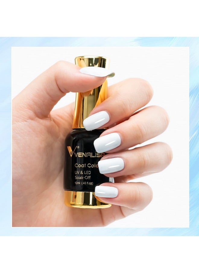 VENALISA Gel Nail Polish, 12ml Pure White Color Soak Off UV LED Nail Gel Polish Nail Art Starter Manicure Salon DIY at Home, 0.43 OZ