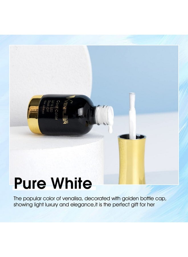 VENALISA Gel Nail Polish, 12ml Pure White Color Soak Off UV LED Nail Gel Polish Nail Art Starter Manicure Salon DIY at Home, 0.43 OZ