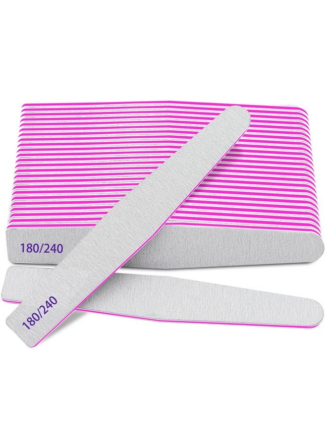 Professional Nail Files, Emery Board Nail File for Natural Nails 100/180/240 Grit Nail Files for Acrylic Nails 12pcs Fine Grit Nail File Manicure Tools Coarse Fingernail Files (180/240 Grit)