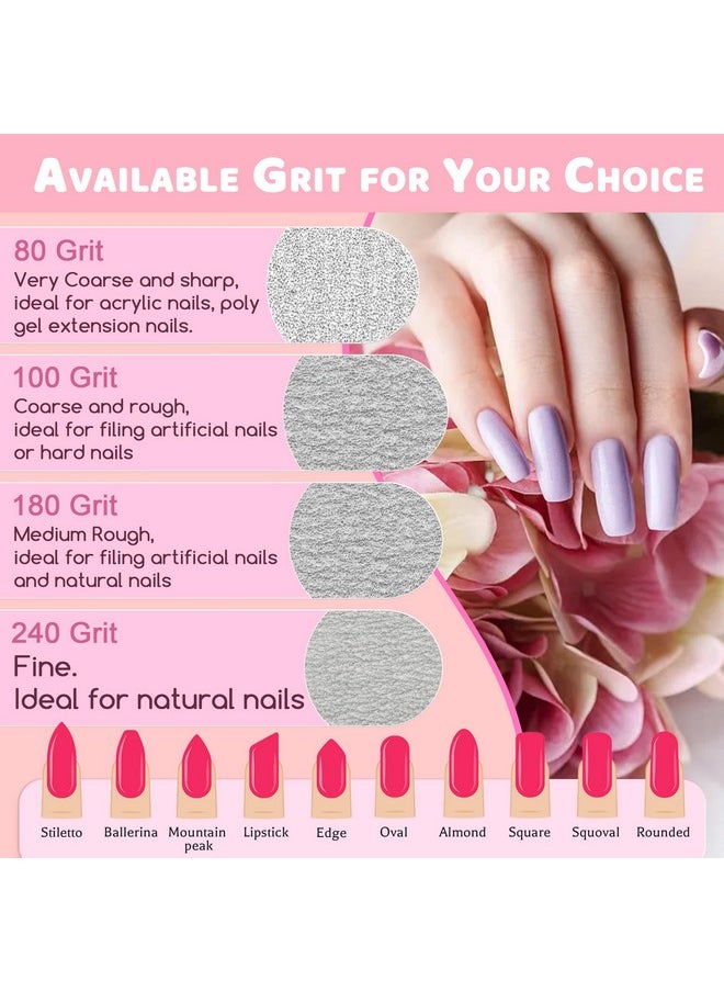 Professional Nail Files, Emery Board Nail File for Natural Nails 100/180/240 Grit Nail Files for Acrylic Nails 12pcs Fine Grit Nail File Manicure Tools Coarse Fingernail Files (180/240 Grit)