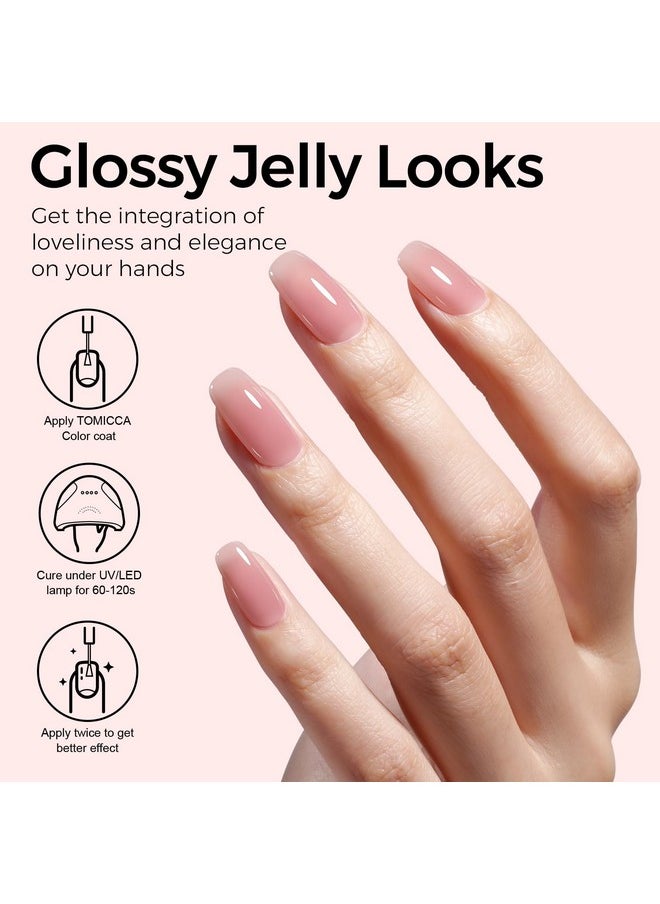 TOMICCA Pink Gel Nail Polish, Clear Pink Gel Polish, Pink Nude Gel Polish, Soak Off UV Jelly Gel Nail Polish, Sheer Translucent Colors Nail Art French Manicure DIY