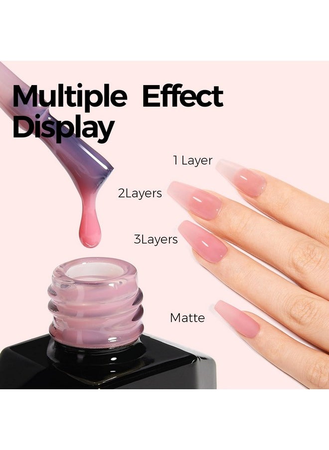 TOMICCA Pink Gel Nail Polish, Clear Pink Gel Polish, Pink Nude Gel Polish, Soak Off UV Jelly Gel Nail Polish, Sheer Translucent Colors Nail Art French Manicure DIY