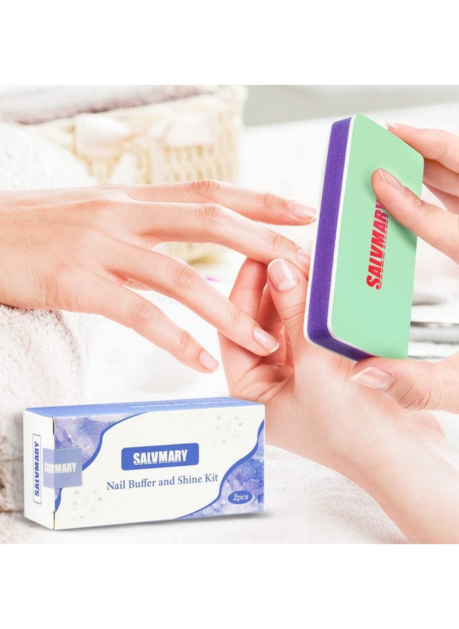 Nail Shiner Buffer Blocks - 2 Sided Shining Nail Polisher Sponge Buffing Block File 400/3000 Grit Manicure Nail Art Tools 2Pcs