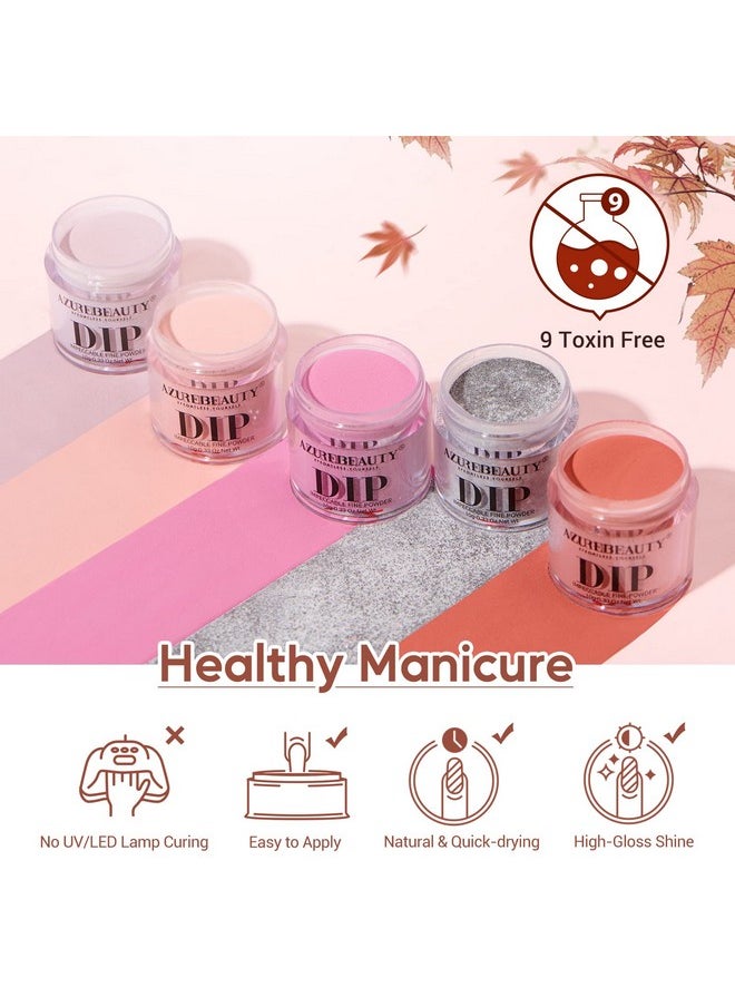 Dip Powder Nail Starter Kit AZUREBEAUTY, Nude Pink Brown Grey Dipping Powder 20 Dark Light Trend Colors Set Recycling Tray Liquid Top Base Coat Activator for French Nail Art Manicure Salon 31 PCS