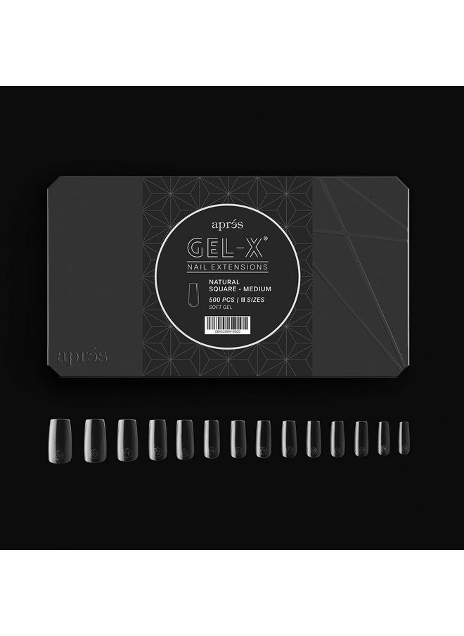 Apres Gel-X® Natural Square Medium Tip Box | 500pc Gel-X Tips, 11 Sizes 00-9, Premium Quality
