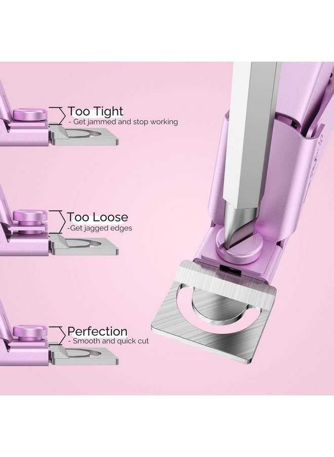 Melodysusie Acrylic Nail Clippers 4 in 1 Set, Adjustable Stainless Steel Nail Clippers for Acrylic Nails Tips, Professional Cuticle Nipper Cutter Cuticle Pusher Remover, Pink