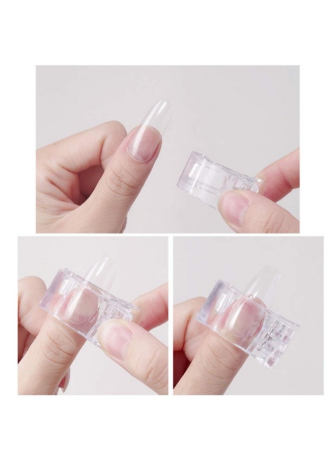 12Pcs Nail Tips Clip for Quick Building Polygel Nail Forms Nail Clips for Polygel Finger Nail Extension UV LED Builder Clamps Manicure Nail Art Tool with 1Pcs False Nail Tip Trimmer