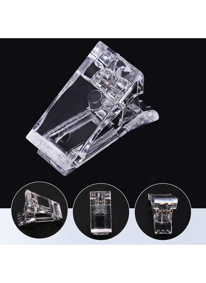 12Pcs Nail Tips Clip for Quick Building Polygel Nail Forms Nail Clips for Polygel Finger Nail Extension UV LED Builder Clamps Manicure Nail Art Tool with 1Pcs False Nail Tip Trimmer