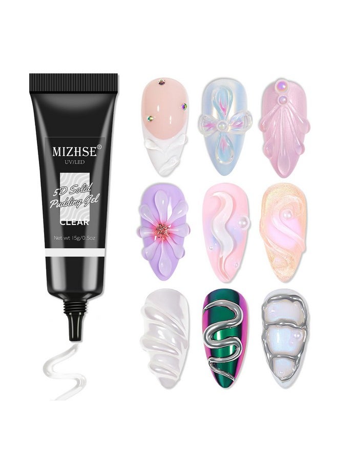 MIZHSE 3D Nail Gel Clear Nail Sculpting Gel for Nail Art 15g Molding Gel for Nails Gel Liner 3D Nail Art 5D Embossed Gel Candy Gel Nail Decoration Manicure Charms